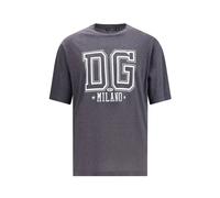 Milano Logo Print Cotton T-Shirt - male - Dolce & Gabbana - T-Shirts - Gray - L - Tops L