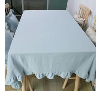 Cotton Tablecloth with Ruffled Edges for Party & Dinner Stone Blue 110 x 170 cm Elegant Table Cover for Banquets Decor for Home & Events
