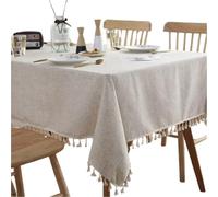 Cotton Tablecloth with Tassels Dustproof Fabric for Kitchen & Dining Room Home Decoration for Weddings 140 x 250 CM Elegant Table Cover