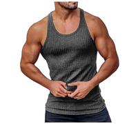 Cotton Tank Top Men's Sleeveless Summer Vest Men's Gym Sports Plain Underarm Shirt with Scoop Neck Running Fitness Muscle Shirt Quick Dry Tank Top Stripes Bodybuilding Running Shirt