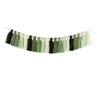 Cotton Tassel Garland Pastel Banner, Colorful Party Backdrop Decorative Wall Hangings Llama Decorations for Bedroom,Nursery Dorm Room,Birthday,Baby Shower, Girls Boho Home Decor Gift (GREEN)