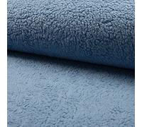 Cotton Teddy Sherpa Fleece Fabric Material - Dusty Blue, 1Mtr 150cmx100cm