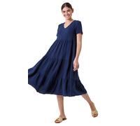 Cotton Textured Tiered Midi Dress Roman Navy 18