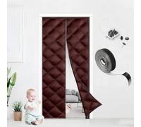 Cotton Thermal Door Draft Stopper Cover Oxford and Cotton Fill, Magnetic Insulated Door Curtain Self-Closing Screen Insulation Cover Keep Warm in Wintern 70 80 85 90 190 200 210cm(Coffee,250x200cm)