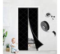 Cotton Thermal Door Draft Stopper Cover Oxford and Cotton Fill, Magnetic Insulated Door Curtain Self-Closing Screen Insulation Cover Keep Warm in Wintern 70 80 85 90 190 200 210cm(Black,230x220cm)