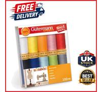 Cotton Thread Set 50 100m x 10 Reels Assorted Colours for Knitting and Sewing