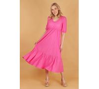 Cotton Tiered Maxi Dress - Pink, Broderie Anglaise Sarta Pink 12-14
