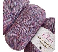 Cotton to The Core Aran, Medium Weight Extra Soft Baby Cotton Blend Yarn for Knitting Crocheting Blankets, Chainette, Bulk Size 3 Skeins, 597m/300g (Steel Blue)