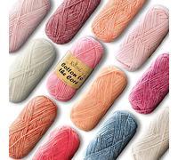 Cotton to The Core Knit & Crochet Cotton Yarn, Assorted Multicolour Variety Craft Pack (12 Colour/skeins, 1560 metress/600 Grams) DK Light Worsted Gauge #3, (Blush Pack)