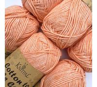 Cotton to The Core Knit & Crochet Yarn, Soft for Babies, 6 skeins, 780 metres/300 Grams, DK Light Worsted Gauge 3, Machine Wash (Orange Creamsicle)