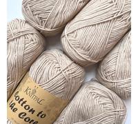 Cotton to The Core Knit & Crochet Yarn, Soft for Babies, 6 skeins, 780 metres/300 Grams, Light Worsted Gauge 3, Machine Wash (Almond Tan)