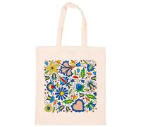 Cotton Tote Bag with Poland Folklore Designs Reusable Bag for Shopping Vacation Work for Weight upto 6kg Gift from Poland, Kashubian, M