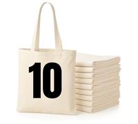 Cotton Tote Bags, Bulk Shopping Bag Cotton Bags, Multipack, 100% Cotton Canvas, Reusable Grocery Cloth Bag, Extra Strong Long Handle Double Stitched Ideal for Printing 5 10 20 pack (10, Natural)