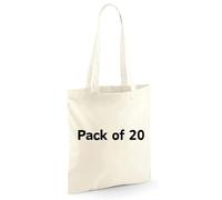 Cotton Tote Bags, Bulk Shopping Bag Cotton Bags, Multipack, 100% Cotton Canvas, Reusable Grocery Cloth Bag, Extra Strong Long Handle Double Stitched Ideal for Printing 5 10 20 pack (20, Natural)