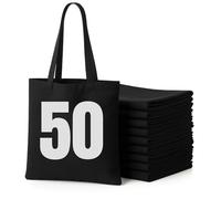 Cotton Tote Bags Bulk Shopping Shoulder Bag ,10 to 100 PCS Multipacks, 100% Cotton Canvas, Reusable Grocery Plain Cloth Bag, Extra Strong Long Handle Shoulder Bag, Printing 5 10 50 100 (50, Black)