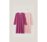Cotton Traders 2 Pack Fleece Nightdresses In Rose Rose 22-24