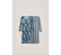 Cotton Traders 2 Pack Jersey Nightdresses In Turquoise Turquoise 14-16