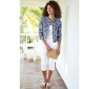 Cotton Traders 3/4 Sleeve Boucle Jacket In Mid Blue Mid Blue 16