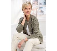 Cotton Traders Cable Knitted Bomber Cardigan In Pale Green Pale Green 20