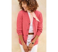 Cotton Traders Cotton Cable Button Through Cardigan In Coral Coral XS