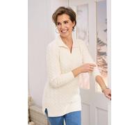 Cotton Traders Cutest Cable Collared Tunic Jumper In Cream Cream 22