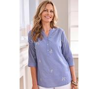 Cotton Traders Embroidered Cotton Dobby ¾ Sleeve Blouse In Lavender Lavender 10