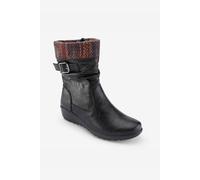 Cotton Traders Flexisole Mid-Calf Knitted Collar Boots In Black Black 6