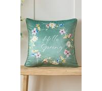 Cotton Traders Hello Spring Cushion In Green Green 45cm x 45cm
