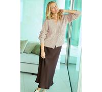 Cotton Traders Jewel Button Cable Cardigan In Light Grey Light Grey 10