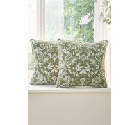 Cotton Traders Pack Of 2 Emily Jacquard Cushion Covers In Green Green One Size
