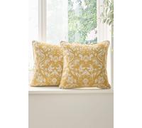 Cotton Traders Pack Of 2 Emily Jacquard Cushion Covers In Mustard Mustard One Size