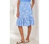 Cotton Traders Print Knee-Length Skirt In Mid Blue Mid Blue 18