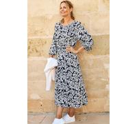 Cotton Traders Printed Midi Dress In Navy Navy 14