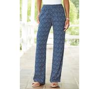 Cotton Traders Printed Pull-On Wide-Leg Trousers In Navy Navy 20S