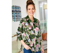 Cotton Traders Printed Satin Shirt In Dark Green Dark Green 10