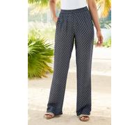 Cotton Traders Pull-On Printed Crinkle Trousers 29" (74Cm) Inside Leg In Navy Navy 20