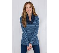Cotton Traders Reversible Long Sleeve Cowl Neck Jersey Top In Navy Navy 10