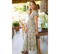 Cotton Traders Shirred Bodice Maxi Dress In Olive Olive 22