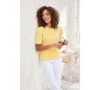 Cotton Traders Short Sleeve Cable Jumper In Lemon Lemon 12