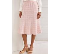 Cotton Traders Stretch Jersey Boucle Pull-On Midi Skirt In Pale Pink Pale Pink 18