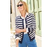 Cotton Traders Stripe Textured Button Cardigan In Navy Navy 16