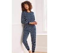 Cotton Traders Supersoft Pj Set 29" Inside Leg In Navy Navy 14