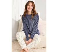 Cotton Traders Velour Pj Set 29" Inside Leg In Mid Blue Mid Blue 22