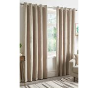 Cotton Traders Velvet Eyelet Blackout Curtains & Cushions In Natural Natural 117cm width x 137cm drop