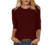 Cotton Traders Women's Plus Size Womens Womens Blouses Size 18 Glitter Tops for Women UK Bohemian Tops Nutmeg Clothing Deep Wine 3/4 Sleeve Tunic Top