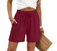 Cotton Traders Womens,Work Shorts for Women UK Ladies Bermuda Shorts Baggy Cargo Pants with Pockets Short Summer Drawstring Elasticated Waist Half Trousers Bottoms for Outdoor Hiking Travel Golf Wine