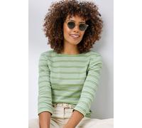 Cotton Traders Wrinkle Free 3/4 Sleeve Boat Neck Stripe Top In Light Green Light Green 24