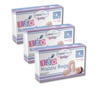 Cotton Tree Nappy Bags Scented 150pk x 3 | Total of 450 Biodegradable Nappy Bags | Fragranced Nappy Sacks Bundle by Great British Home