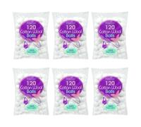 Cotton Tree Wool Balls, Soft and Absorbent, Round Shape, 120 Count, Pack of 6