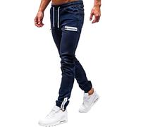 Cotton Trousers Men Denim Work Trousers Elastic Waist Drawstring Pants With Side Zipper Pockets Slim Fit Stretch Jeans Fashion Pure Color Casual Denim Pants Lightweight Breathable Lounge